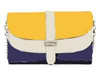 Blue Tan and Yellow Leather Bag
