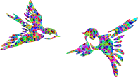 Low Poly Prismatic Stylized Birds Silhouette