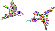 Chromatic Checkered Stylized Birds Silhouette