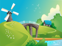 windmill landscape square borders