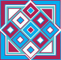 Square Box Design Blue, Red & Aqua