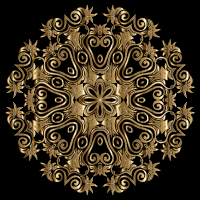 Gold Floral Flourish Motif Design