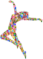 Chromatic Tiled Carefree Dancing Woman Silhouette