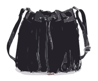 Black Tassled Leather Bag No Logo