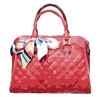 Red Leather Bag with Ribbon