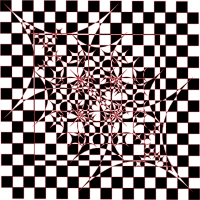 Modern Art Tile Checkered Black and White with Red outlines