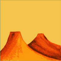 Painted Volcanic Mountains- a pair.