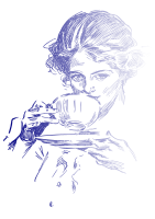 Woman drinking coffee or tea 01