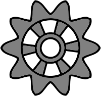 10-tooth gear with radial spokes