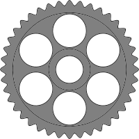 50-tooth gear with circular holes
