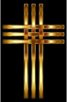 Interlocked Stylized Golden Cross Enhanced Contrast