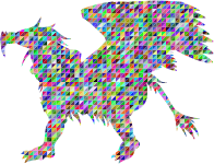 Low Poly Triangular Griffin Silhouette