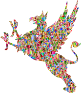 Vivid Polychromatic Vintage Griffin Silhouette