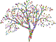 Chromatic Triangular Abstract Tree Silhouette