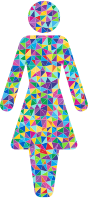 Prismatic Low Poly Female Symbol Silhouette