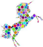 Prismatic Unicorn Silhouette 2 Circles No Background