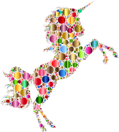 Prismatic Unicorn Silhouette 2 Circles 6 No Background