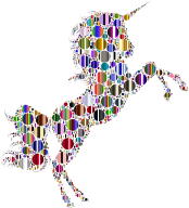 Prismatic Unicorn Silhouette 2 Circles 8 No Background