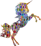 Prismatic Unicorn Silhouette 2 Circles 8 Variation 2