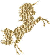 Gold Unicorn Silhouette 2 Circles No Background