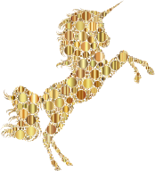 Gold Unicorn Silhouette 2 Circles 2 No Background