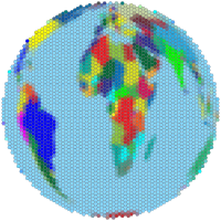 Prismatic Earth Globe Hexagonal Mosaic Black Stroke