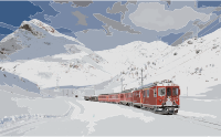 Berninabahn zwischen Lagalb und Ospizio Bernina im Winter