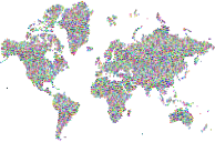 Prismatic Hexagonal World Map No Background