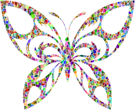 Vivid Polychromatic Tiled Tribal Butterfly Silhouette