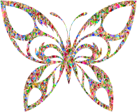 Vivid Chromatic Low Poly Tribal Butterfly Silhouette