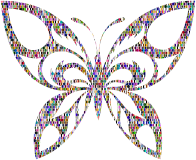 Reflective Iridescent Scales Tribal Butterfly Silhouette