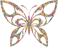 Polyprismatic Tiled Tribal Butterfly Silhouette