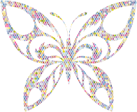 Pastel Prismatic Hexagonal Tribal Butterfly Silhouette