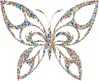 Iridescent Psychedelic Tribal Butterfly Silhouette