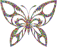 Chromatic Confetti Tribal Butterfly Silhouette