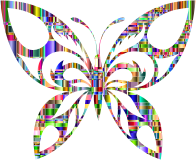 Chromatic Checkered Tribal Butterfly Silhouette