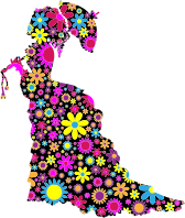 Floral Vintage Victorian Lady Silhouette