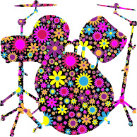 Floral Drum Set Silhouette