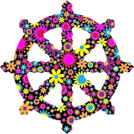 Floral Ornate Dharma Wheel Silhouette