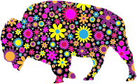Floral Bison Silhouette
