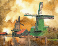 Surreal Windmills Landscape