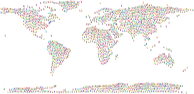 Prismatic Peace Sign Silhouette Smoothed World Map No Background