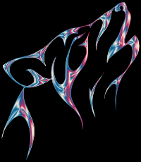Iridescent Chrome Tribal Wolf
