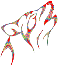 60s Tribal Wolf No Background