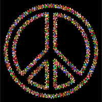 Prismatic Floral Peace Sign Outline 3 With Background