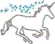 Prismatic Floral Magical Unicorn Outline