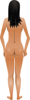 Young lady (light skin, naked, black hair)
