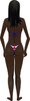 Young lady (dark skin, flag bikini, black hair)