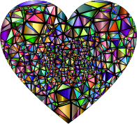 Low Poly Shattered Chromatic Heart With Background