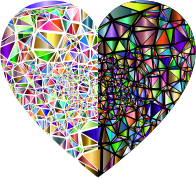 Low Poly Shattered Chromatic Heart With Background 2